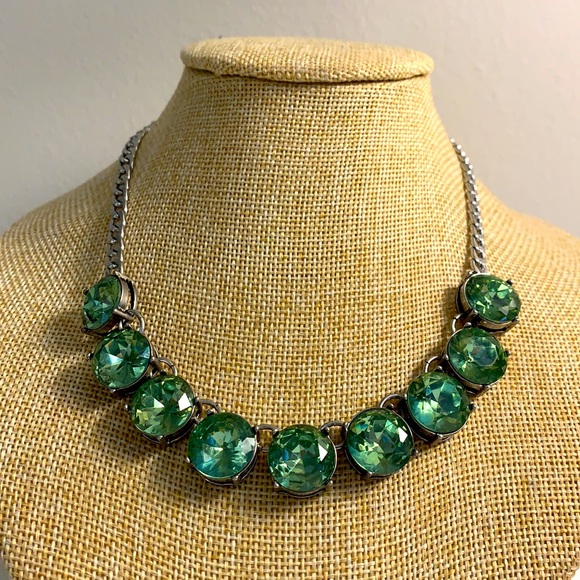 Chloe + Isabel Emerald Crystal Silver Chain Necklace w/ Adjustable Claw Closure - Picture 4 of 11